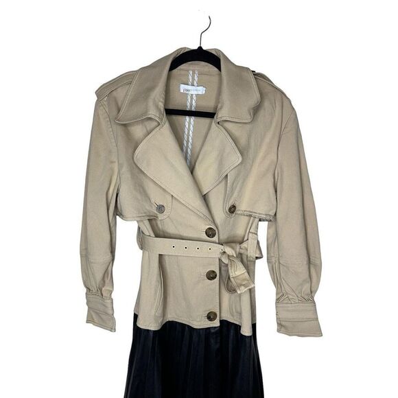 Jonathan Simkhai Dakota Faux Leather Trench Coat Size 10 - Picture 6 of 12